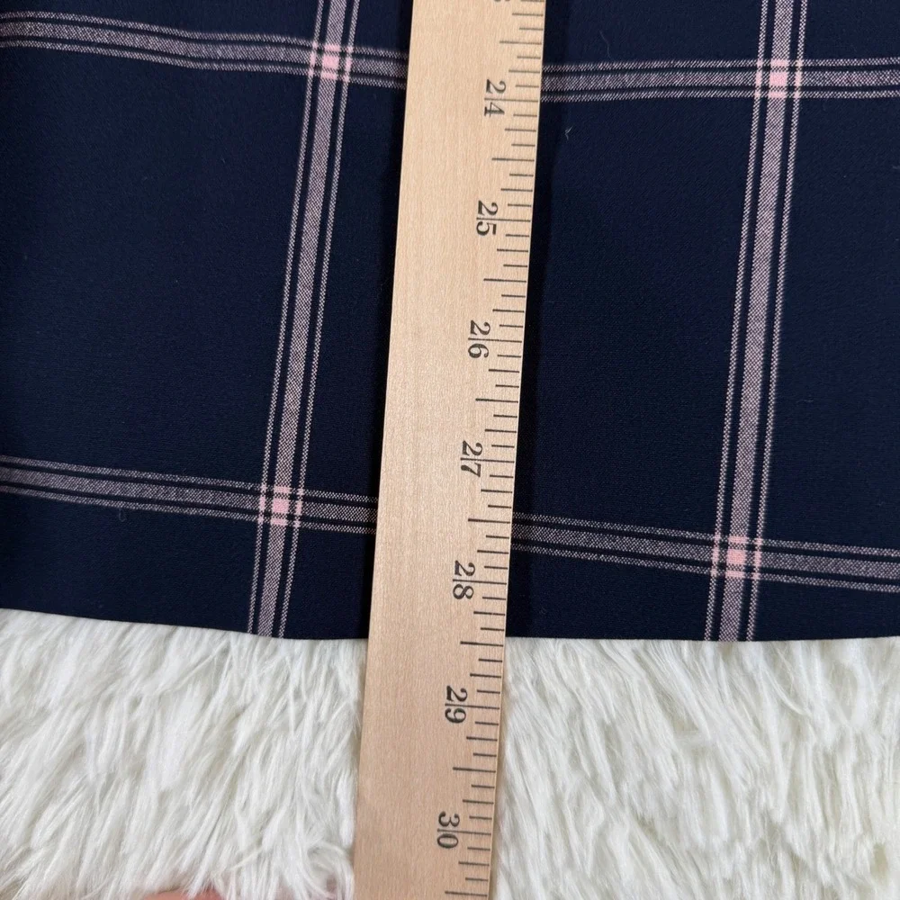 Leith Plaid Blazer Women's Medium Navy Blue Pink‎ Career Officewear Jacket Corp - Picture 5 of 12